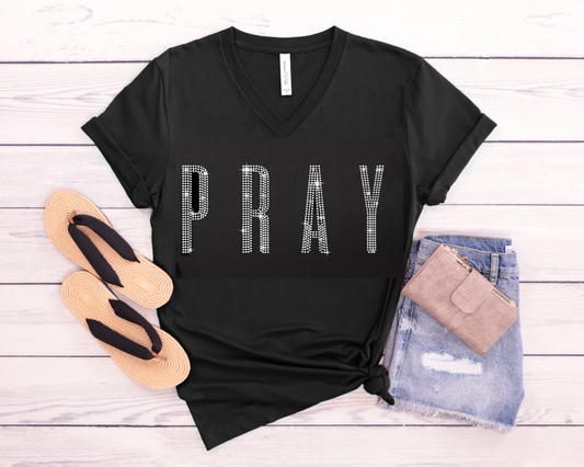 Bling Pray V-neck T-shirt